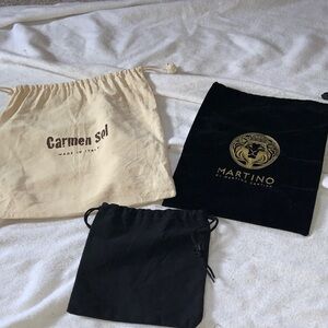 Lot of 3 black & Beige Drawstring dust cover Bags for purses shoes etc all incl